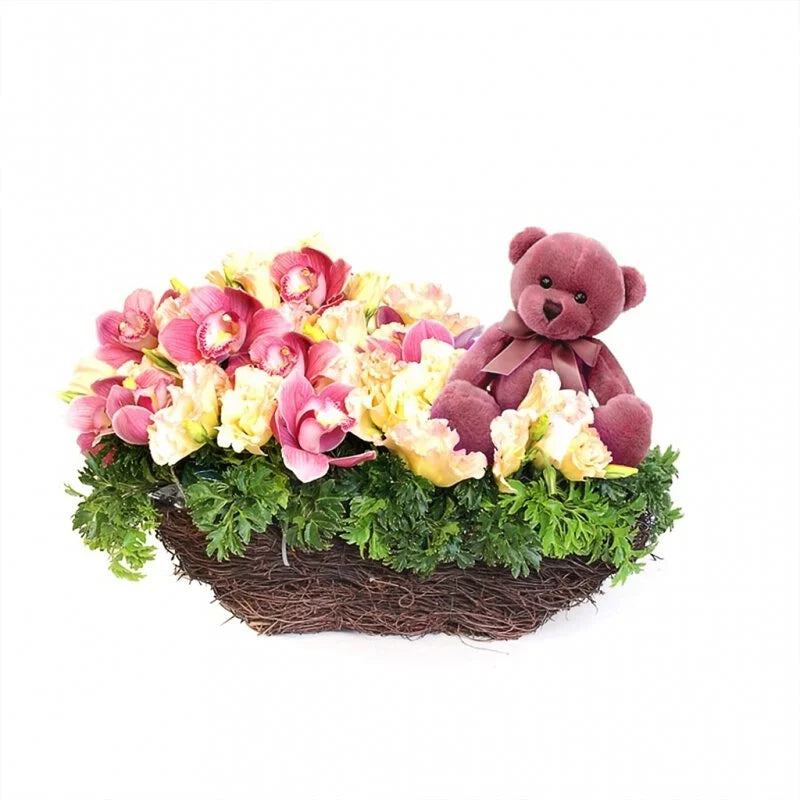 OVO GARDEN - Baby Basket with Pink Bear